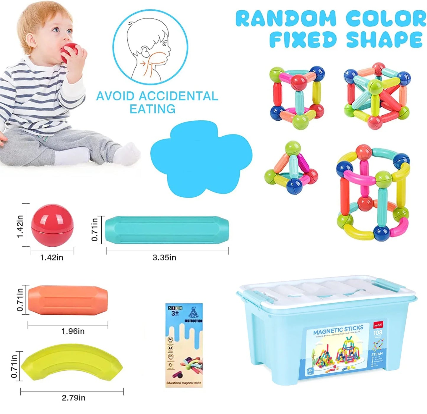 Set de blocs de construction magnétiques pour enfants - Jouet éducatif Montessori pour tout-petits, cadeau de construction créatif magnétique