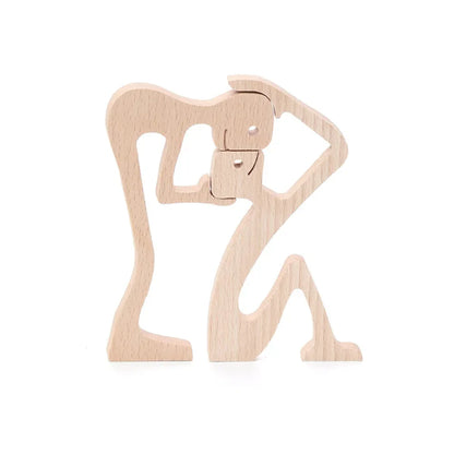 Figurine en bois de chien pour la famille, décoration de table de bureau artisanale, modèle de sculpture pour la maison et le bureau, sculpture d'animal de compagnie, cadeau de Noël