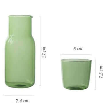 Ensemble de 2 pièces verres de nuit colorés et carafe