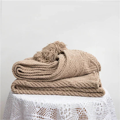 Floroux fleece blanket in chenille | Knitted design | For bed and couch | Soft and comfortable