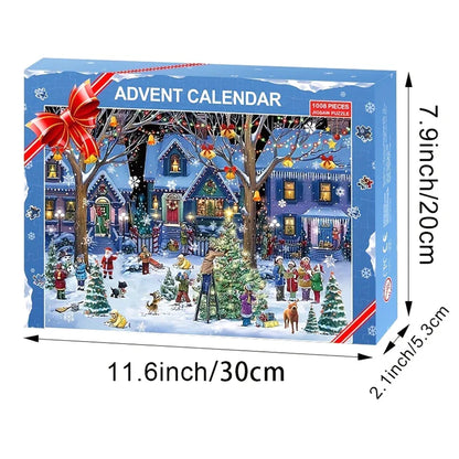 Calendrier de l'Avent Puzzle Jigsaw de Noël - Puzzle de 1008 pièces Compte à rebours jusqu'à Noël Cadeau pour tous les âges