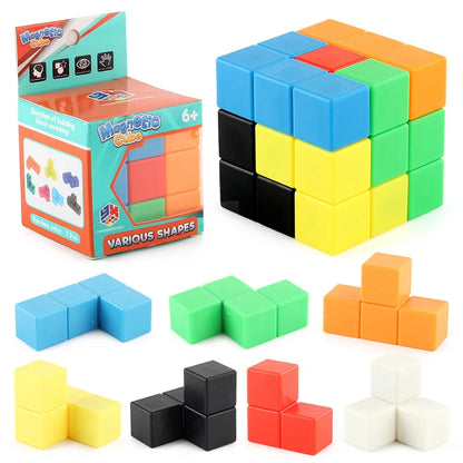 Cubes magnétiques à construire amovibles - Jouet puzzle éducatif anti-stress pour enfants, cadeau amusant pour l'apprentissage précoce