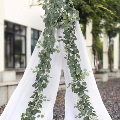 EucaGreen™ Eucalyptus Garland Set of 2 Pieces | Artificial Plant Decor | Ideal for Wedding, Table Decor & Wall Decoration
