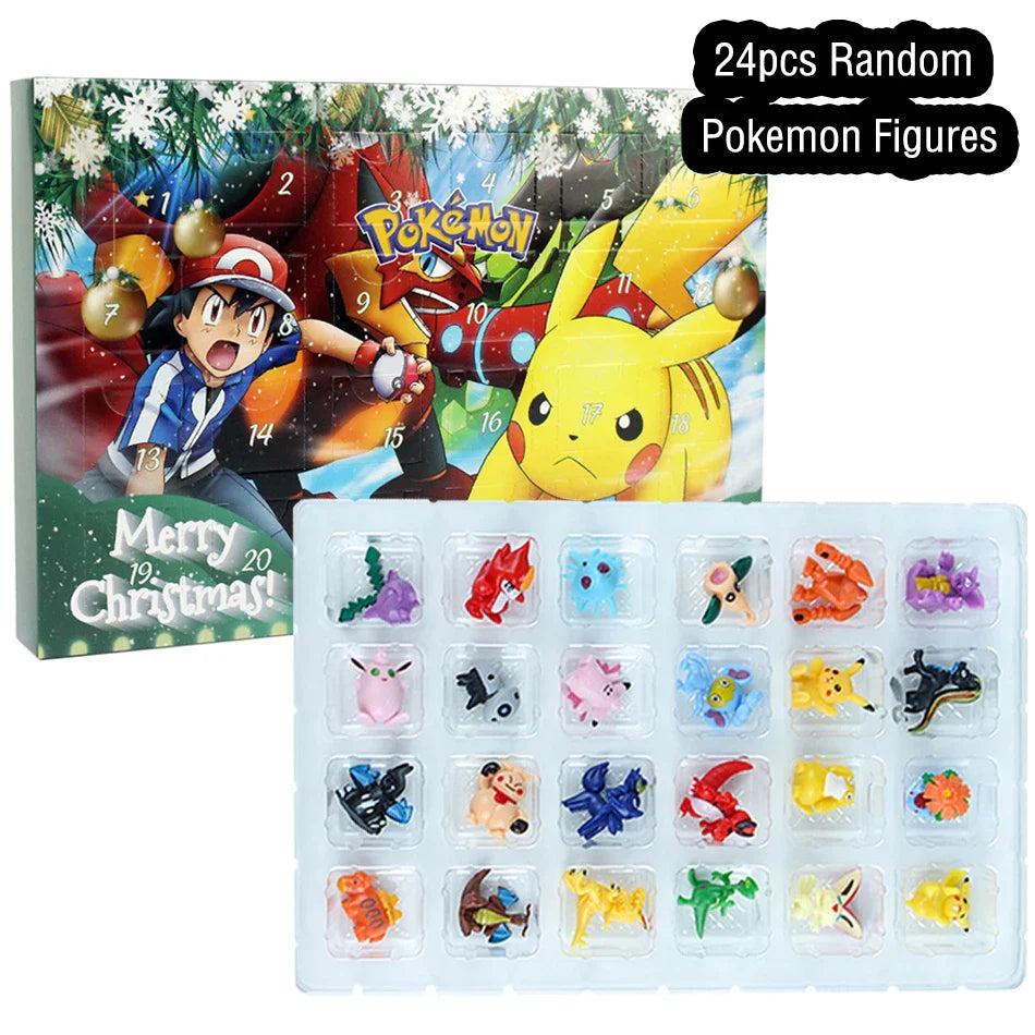 Calendrier de l'Avent Kawaii Pikachu - 24 figurines en PVC Anime pour enfants, ensemble cadeau de vacances