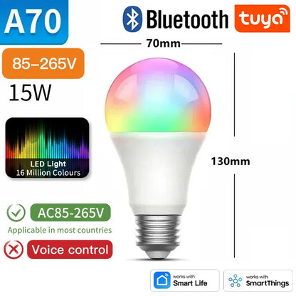Ampoule Intelligente Tuya Zigbee E27 - RGB Contrôlée par Wifi via les applications SmartLife Google Alexa