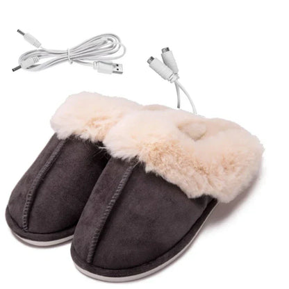 BlissCush Chaussons Chauffants - Chaussons en Peluche Luxueux pour la Détente cet Hiver