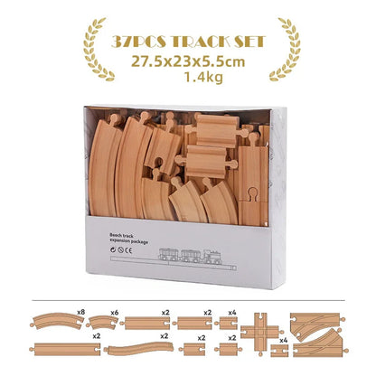 Ensemble de rails de train en bois de hêtre - Jouet à assembler soi-même pour enfants écologique