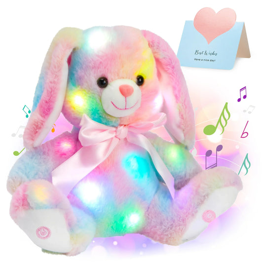Floroux - Lapin Arc-en-Ciel Magique avec Musique et Lumières LED Apaisantes pour un Environnement de Sommeil Relaxant