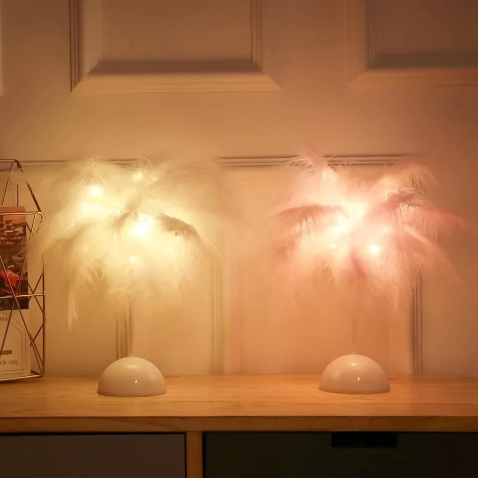 Floroux - Élégante lampe de table en plumes pour une atmosphère de rêve
