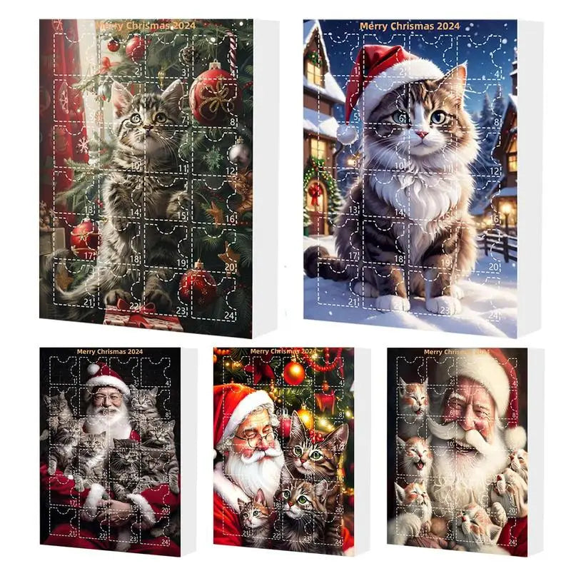 Calendrier de l'Avent Chat Mignon 2024 - Décoration de Compte à Recul pour Enfants, Cadeau de Vacances Cartoon