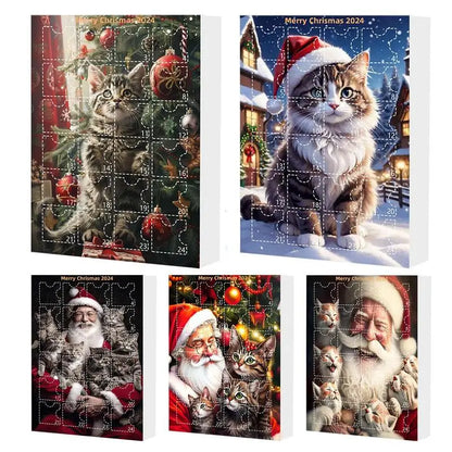 Calendrier de l'Avent Chat Mignon 2024 - Décoration de Compte à Recul pour Enfants, Cadeau de Vacances Cartoon