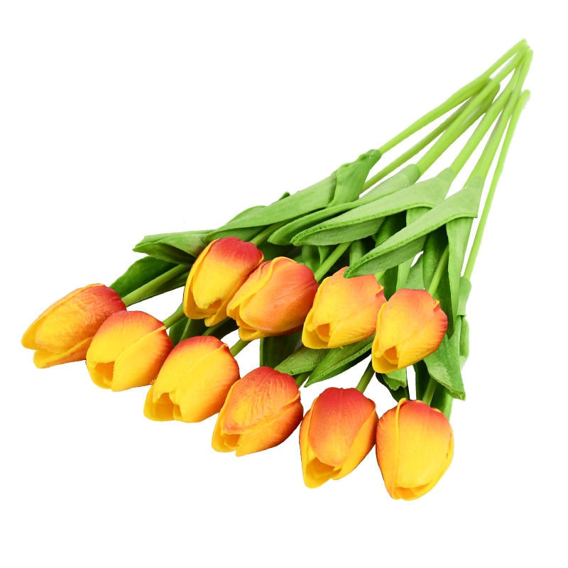 Bouquet de fleurs artificielles avec des tulipes, décoration (10 pièces)