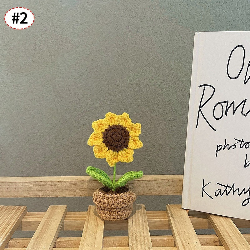 Décor de pot de fleurs au crochet fait main