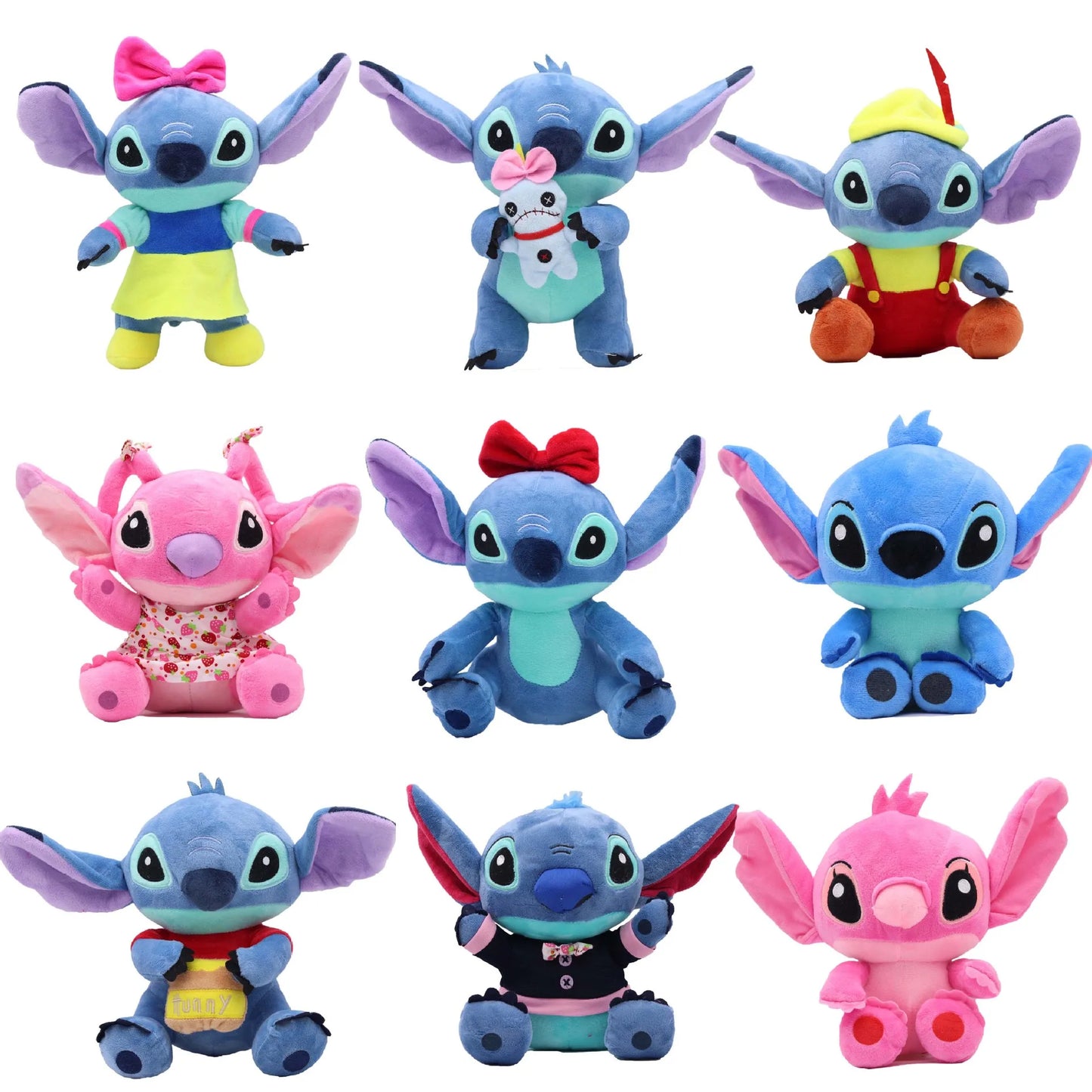 Poupée en peluche Disney Stitch écologique - Animal en peluche doux, 20 cm-25 cm (7,8-9,8 pouces) Cadeau pour les anniversaires des enfants
