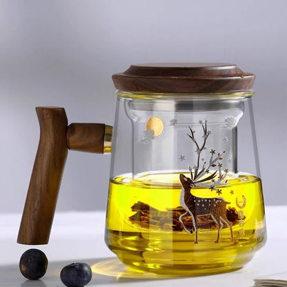 Floroux glass tea cup with filter | Heat-resistant water cup | Kung-Fu tea set for office and home