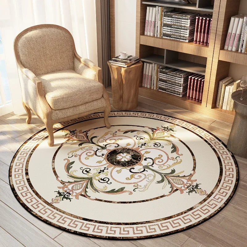 ElegantCircle - Tapis Rond Américain de Luxe pour Chambre