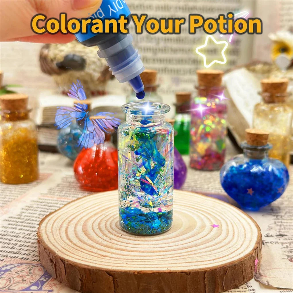 Kit de potions magiques DIY enchanteur pour enfants - 24 bouteilles, livre de sorts et accessoires magiques pour s'amuser à Halloween et Noël