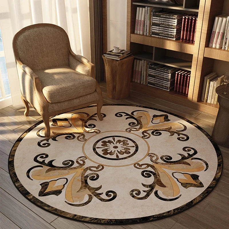 ElegantCircle - Tapis Rond Américain de Luxe pour Chambre