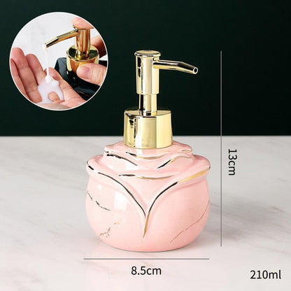 Distributeur de savon en marbre solide élégant pour salle de bain