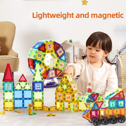 Set de Tuiles Magnétiques - Blocs de Pilement 3D STEM pour Enfants, Jouets Magnétiques Éducatifs pour Garçons & Filles