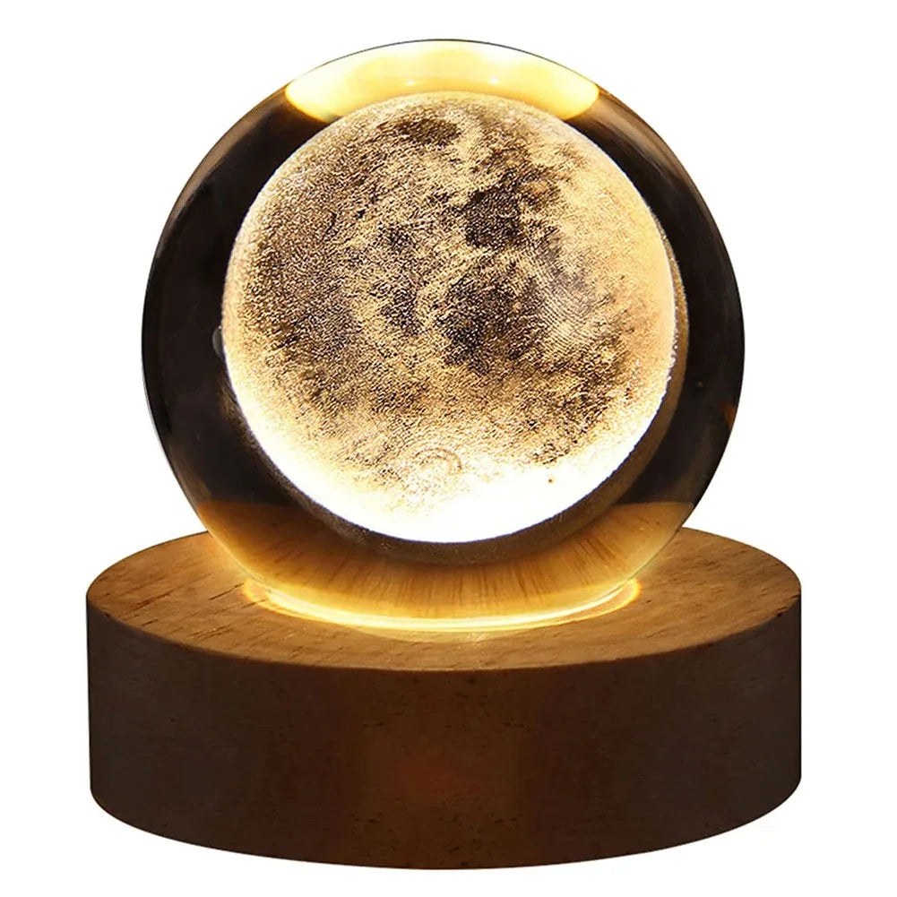 GALAXIE Éblouissante - Lampe à Crystal 3D avec Projections Planétaires - Éclairage USB Ambiance Cozy