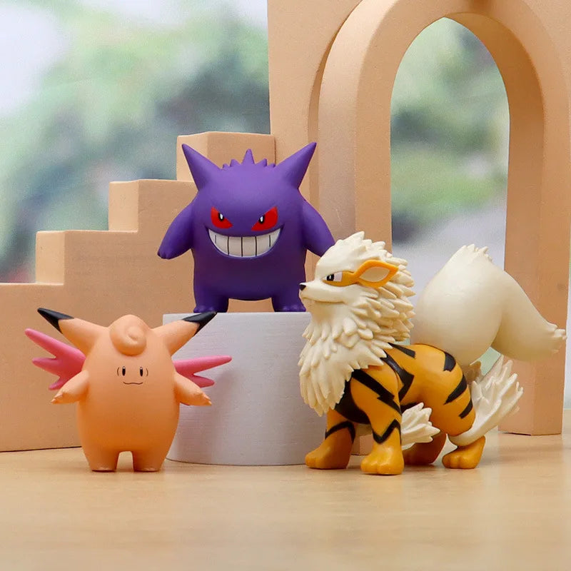 8Pcs Figurines d'Action PVC Pokemon - Rouge, Pikachu, Charizard, Gengar - Jouets de Collection & Cadeaux pour Fans d'Anime 4-9cm (1.5-3.5 icnh)