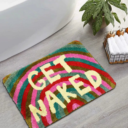 Tapis de bain coloré 'Get Naked' – Tapis doux et tufté pour salle de bain, entrée et salon