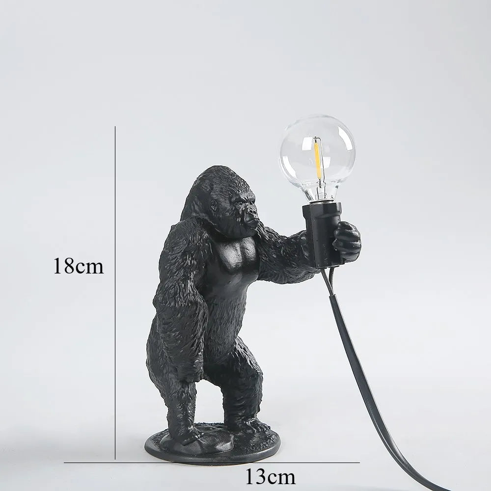Floroux Gorilla Lampe de table | Lampe de nuit LED | Éclairage de table animalier pour la maison