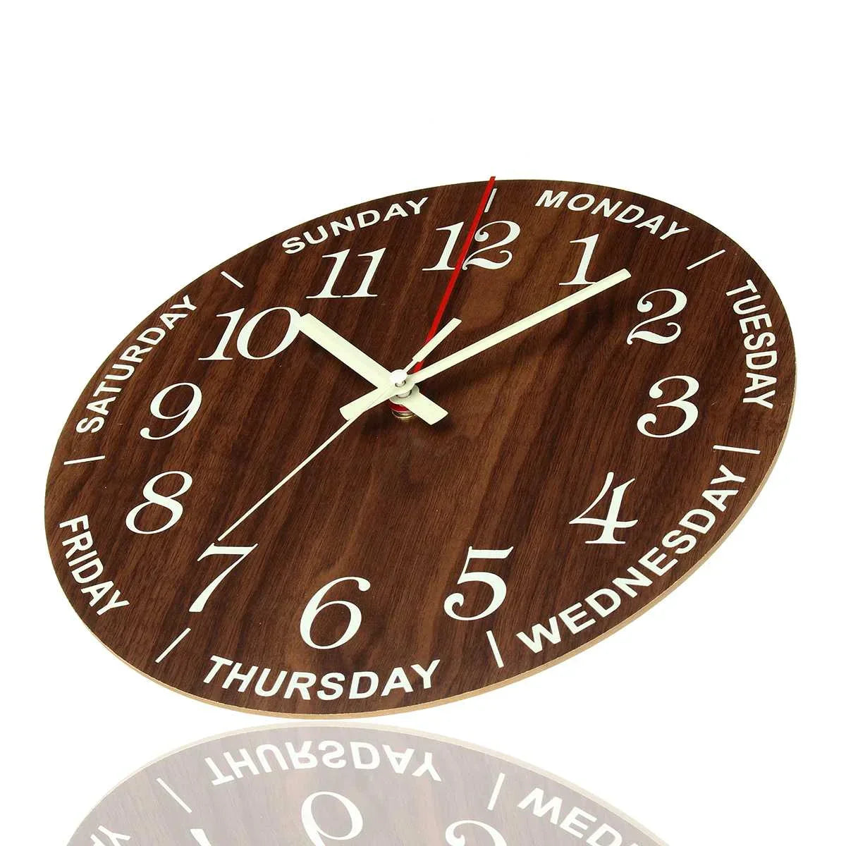 GlowClock – Luxe Horloge Mural en Bois avec Éclairage Nocturne