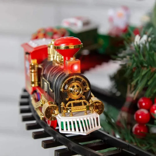 Ensemble de train de Noël avec son et lumière - Jouet éducatif pour enfants, cadeau de fête festive