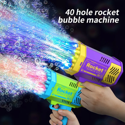 Pistolet à bulles électrique 40 trous - Amusement en extérieur pour enfants, sans piles ni solution à bulles requises