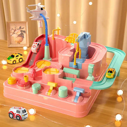 Set de jeu de piste automobile d'aventure pour enfants - Parc de secours urbain et jeu de puzzle, cadeau de préscolaire