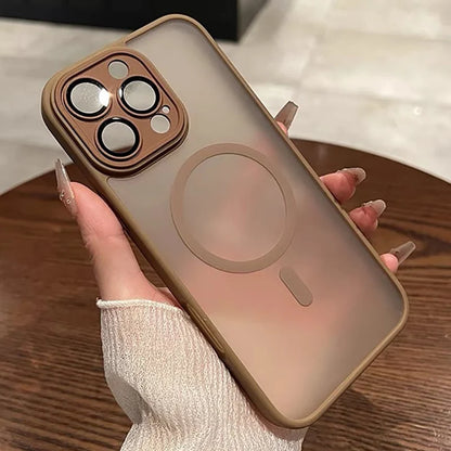 Coque de protection MagSafe translucide mate de luxe pour iPhone 16 Pro Max 15 14 13 12 11 antichoc Couverture de charge sans fil