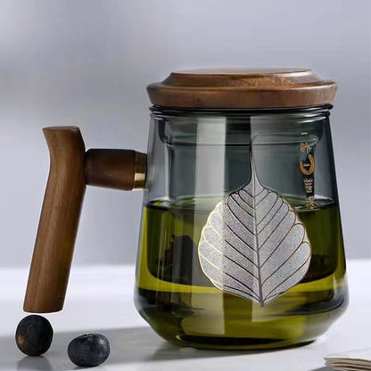 Floroux glass tea cup with filter | Heat-resistant water cup | Kung-Fu tea set for office and home