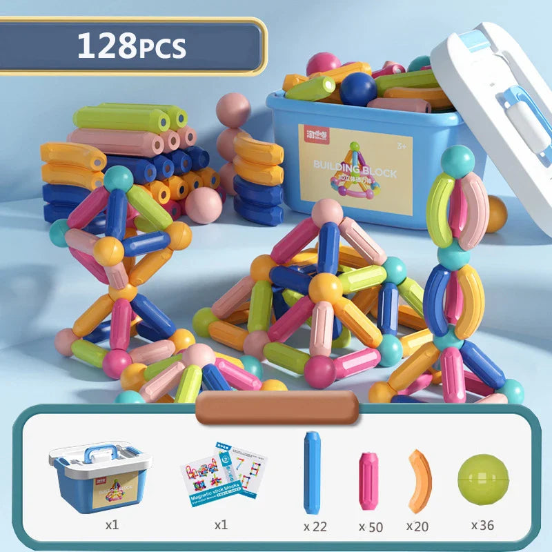 Set de blocs de construction magnétiques pour enfants - Jouet éducatif Montessori pour tout-petits, cadeau de construction créatif magnétique