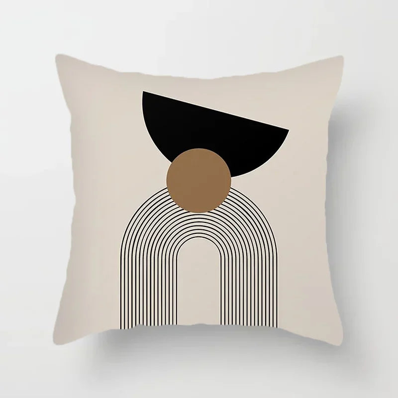Aurum Housse de coussin - Housse de coussin moderne noir et blanc avec impression artistique abstraite