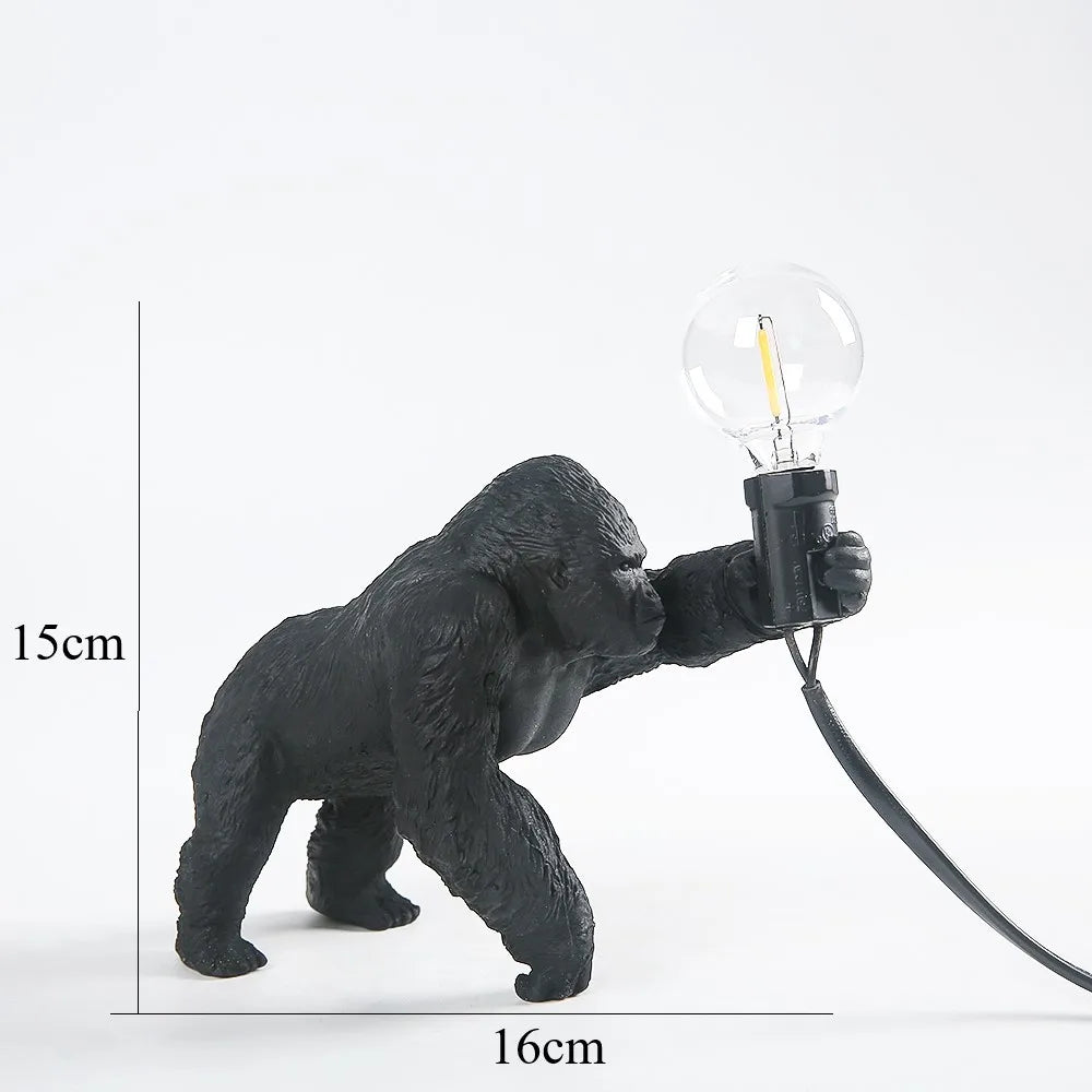 Floroux Gorilla Lampe de table | Lampe de nuit LED | Éclairage de table animalier pour la maison