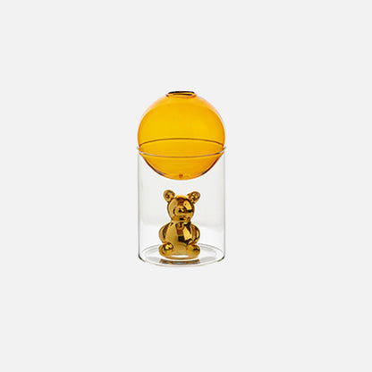 Floroux Glass Vase | Galactic Design | Decorative Vase | Bear-Shaped Glass Vase for Flowers and Decoration