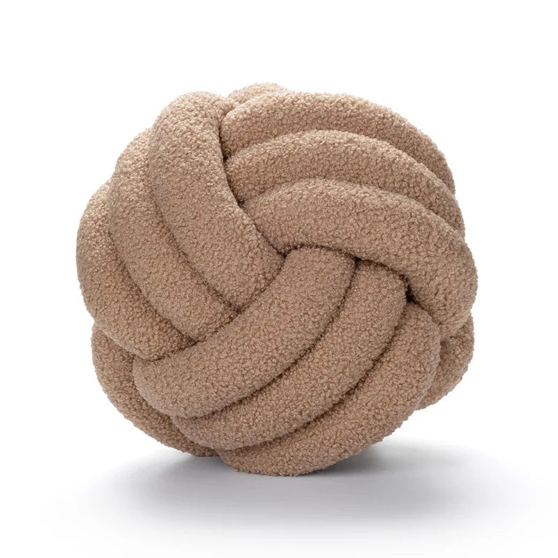 Coussin décoratif - Douillet - Boule nouée à la main - Peau de mouton
