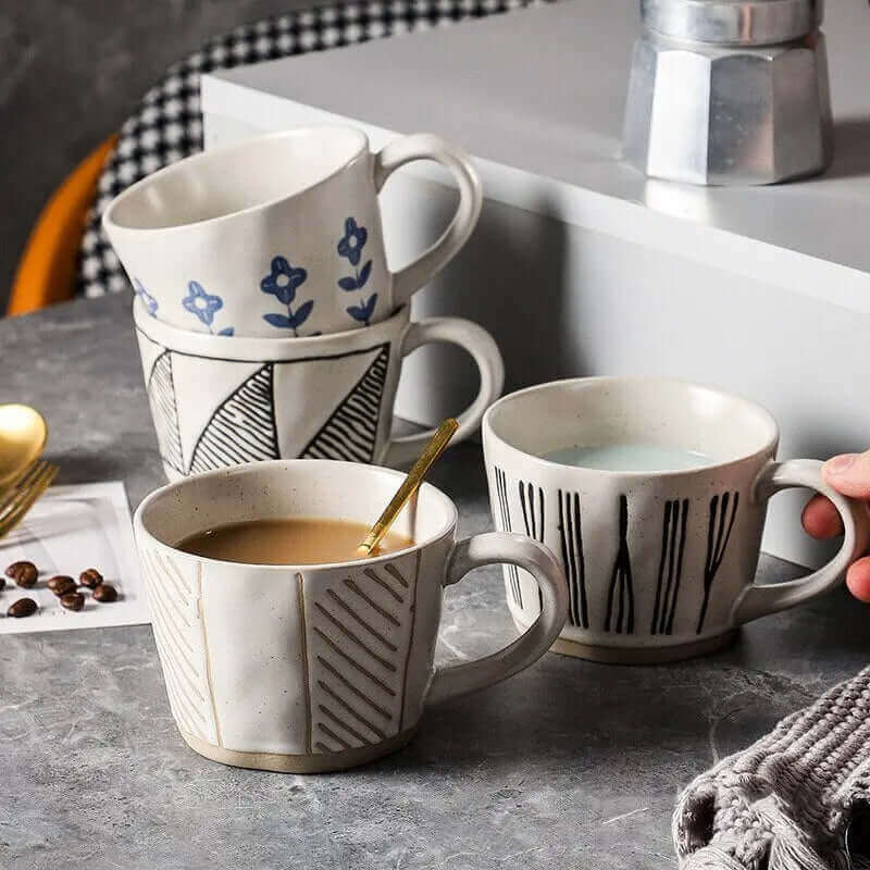 Ensemble de 2 tasses en céramique faites à la main