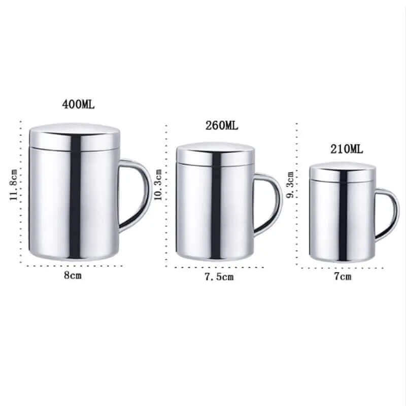 Ensemble de 2 tasses à café en acier avec couvercle