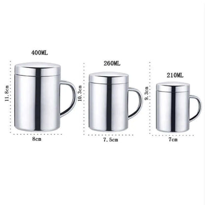 Ensemble de 2 tasses à café en acier avec couvercle