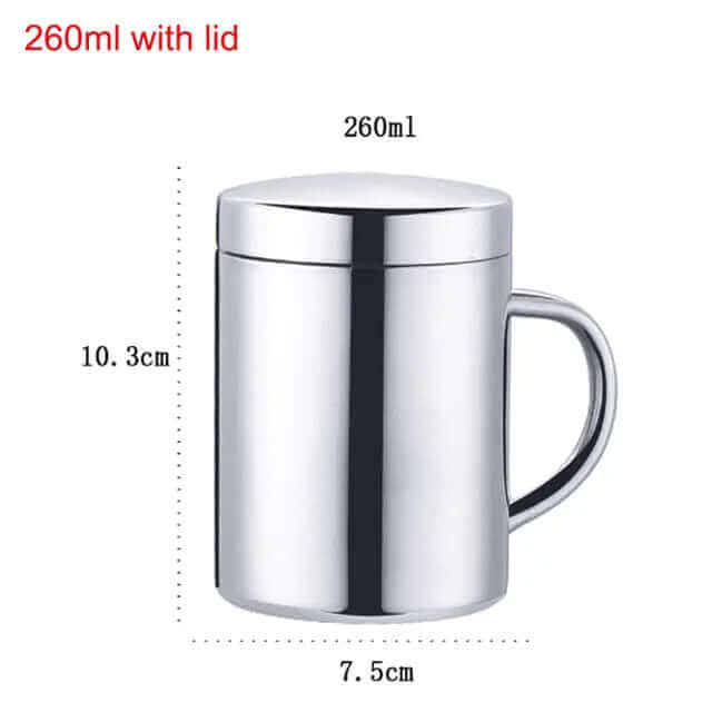 Ensemble de 2 tasses à café en acier avec couvercle