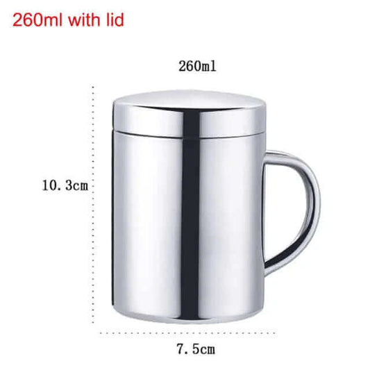 Ensemble de 2 tasses à café en acier avec couvercle