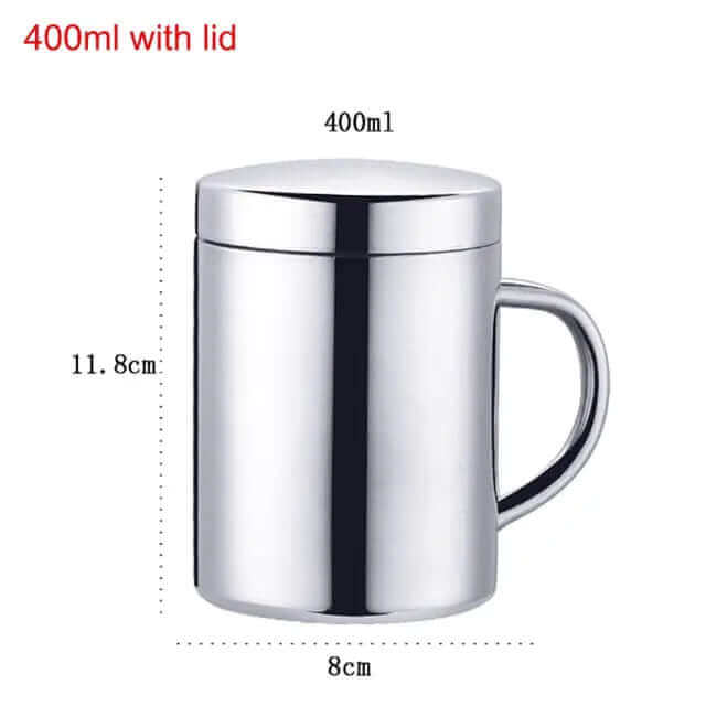 Ensemble de 2 tasses à café en acier avec couvercle