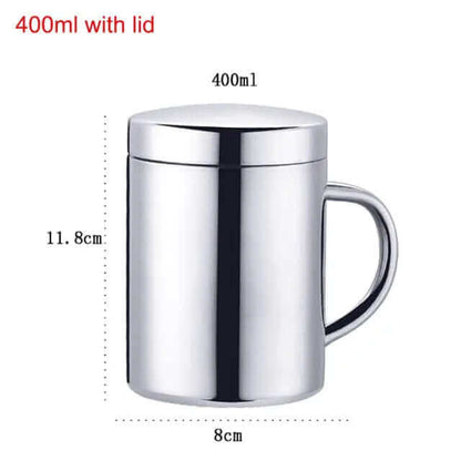 Ensemble de 2 tasses à café en acier avec couvercle
