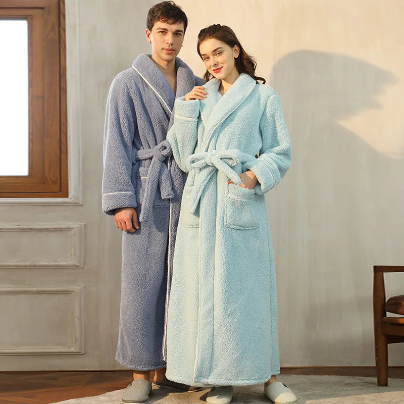 Floroux winter bathrobe | Soft flannel gown | Comfortable coat for women and men