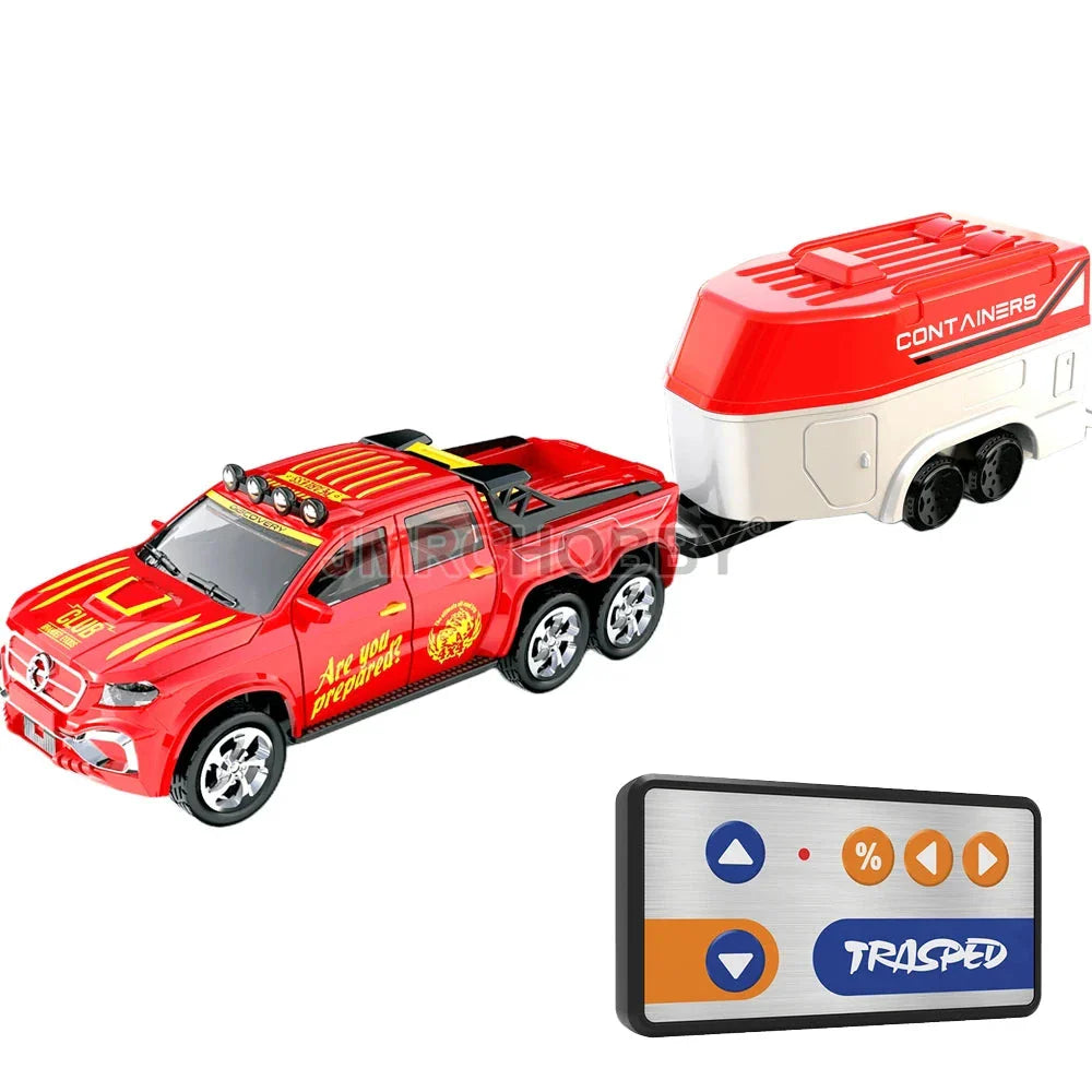 Voiture RC en alliage avec remorque - Véhicule miniature télécommandé 2,4 GHz pour enfants et adultes
