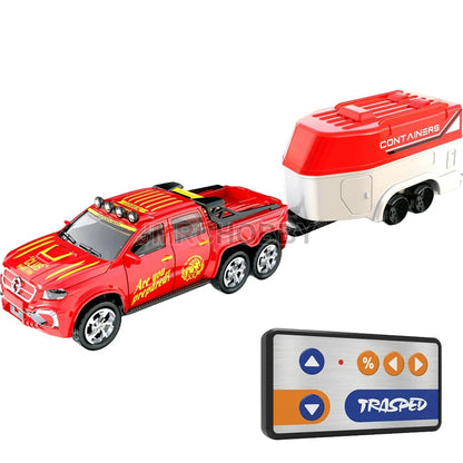 Voiture RC en alliage avec remorque - Véhicule miniature télécommandé 2,4 GHz pour enfants et adultes
