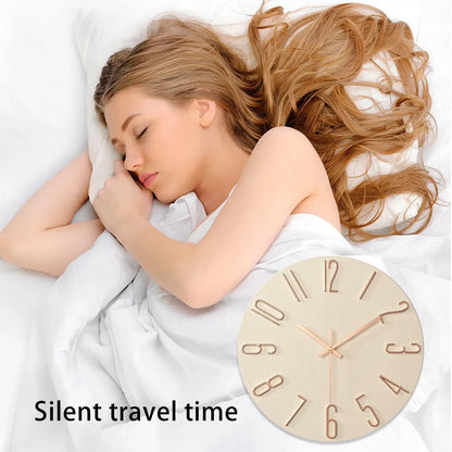 Horloge murale en bois sans cadre – Style scandinave – Décoration suspendue pour le salon et la chambre